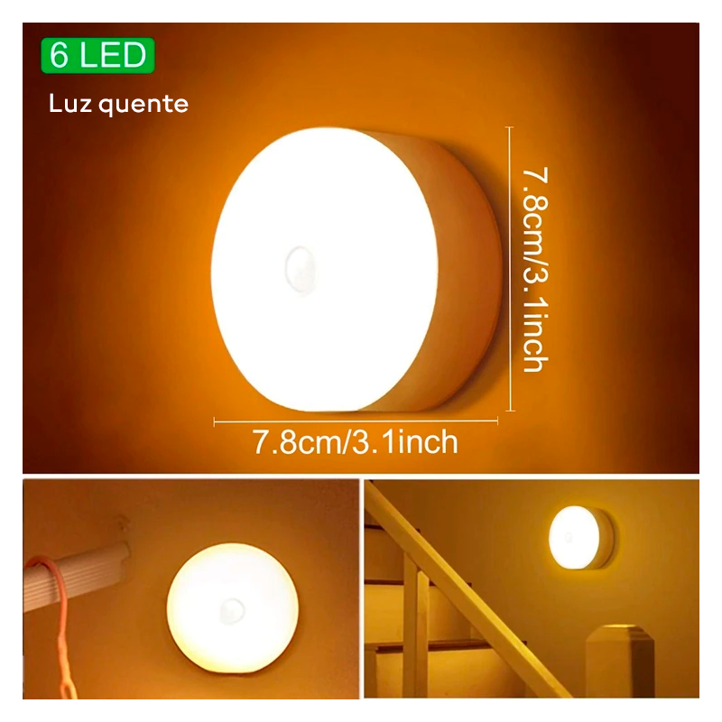 Luz Noturna LED com Sensor de Movimento