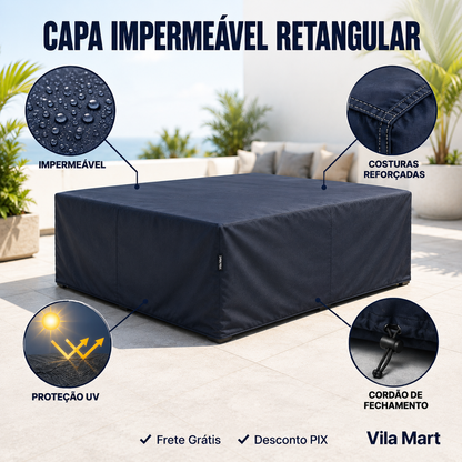 Capa Impermeável Retangular Preta para Móveis Externos