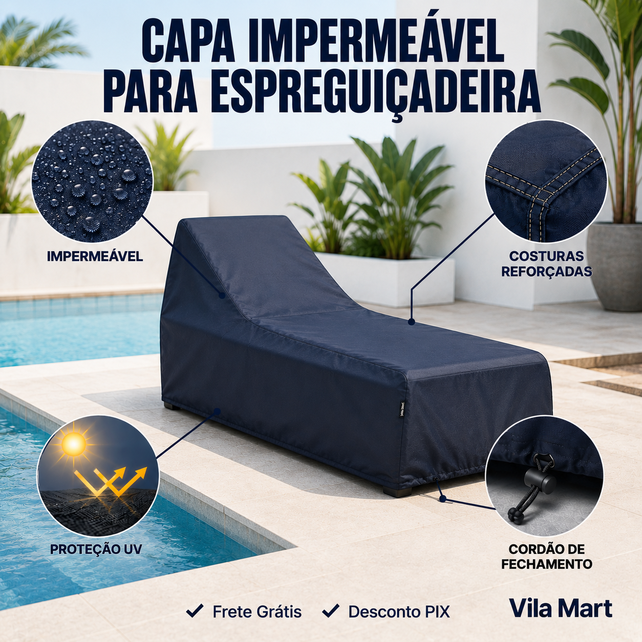 Capa Impermeável para Espreguiçadeira de Jardim — Proteção UV