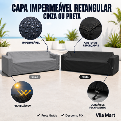 Capa Impermeável Retangular para Móveis Externos — Cinza ou Preta