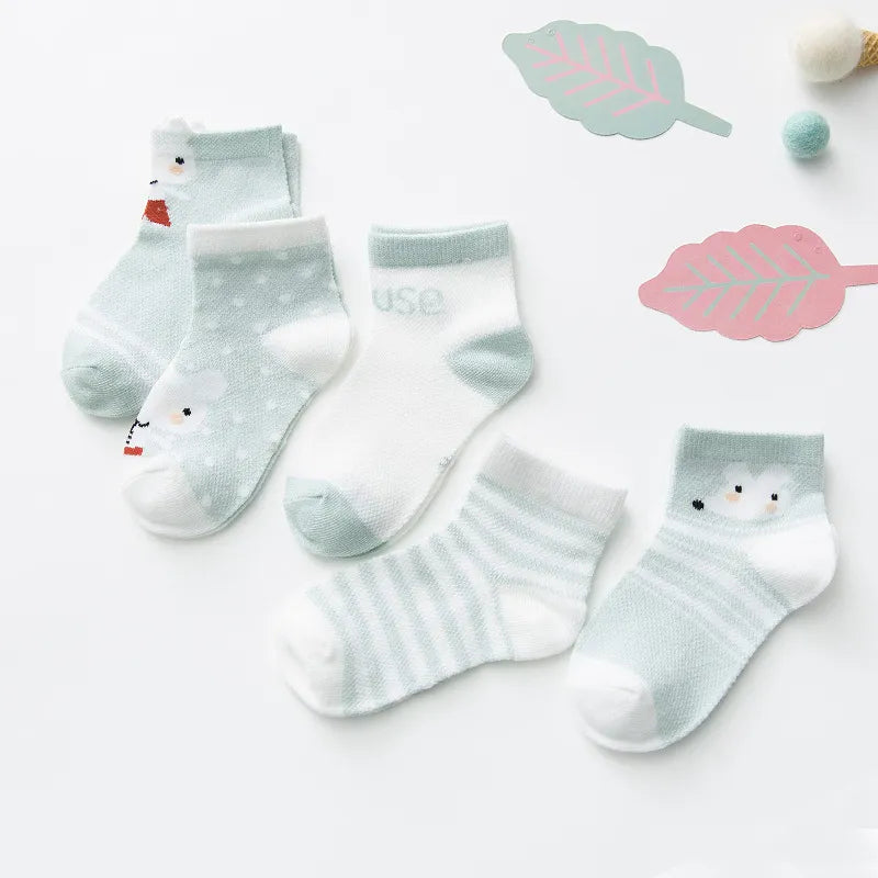 Kit com 5 pares de meias infantis 0-2 anos