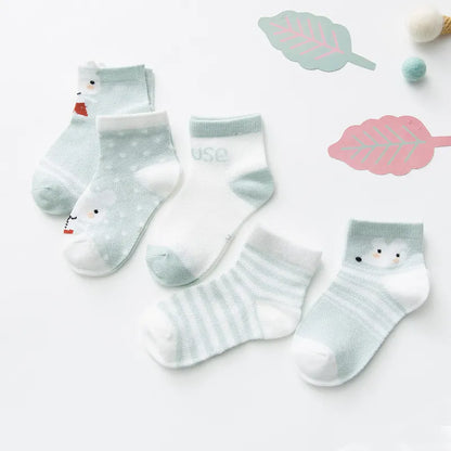 Kit com 5 pares de meias infantis 0-2 anos