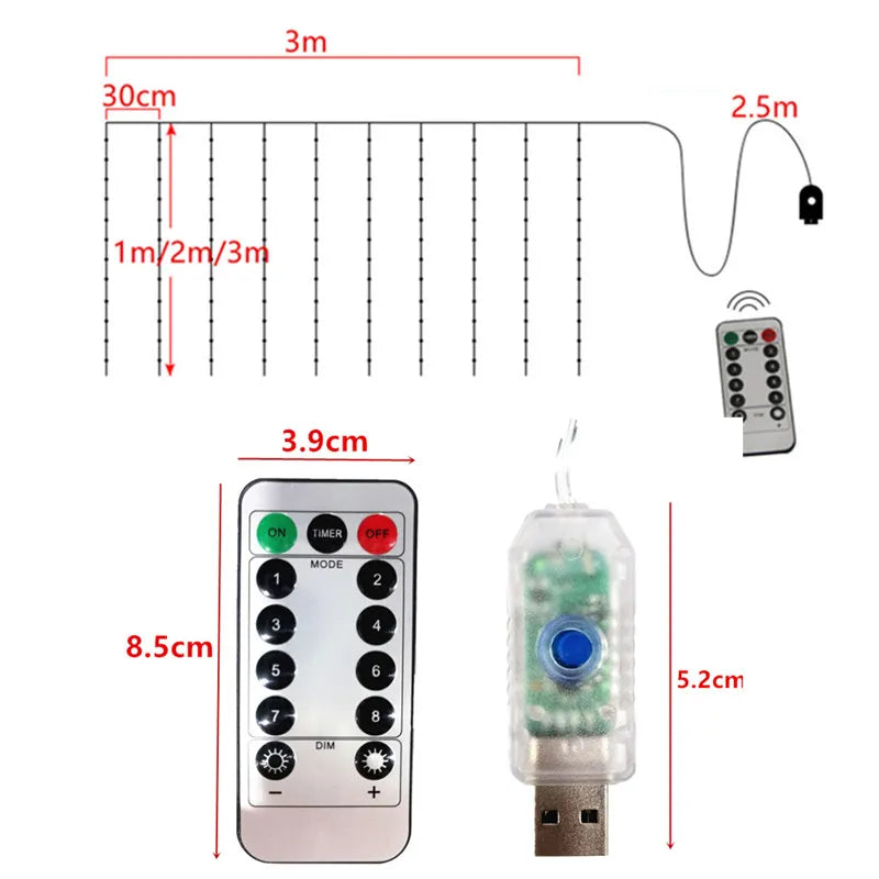 Cortina de luz de Natal 3M