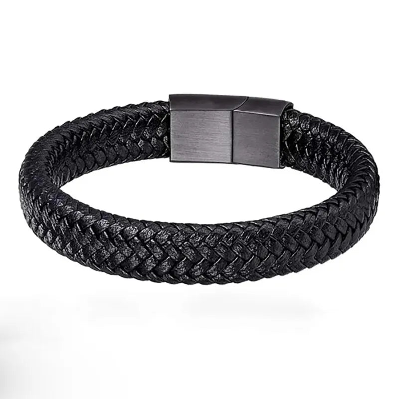 Pulseira Masculinas de Couro Trançado