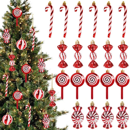 6 peças - bengala de Natal, enfeite de bola, pingente