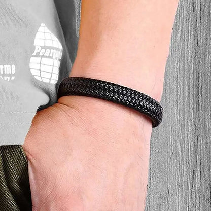 Pulseira Masculinas de Couro Trançado