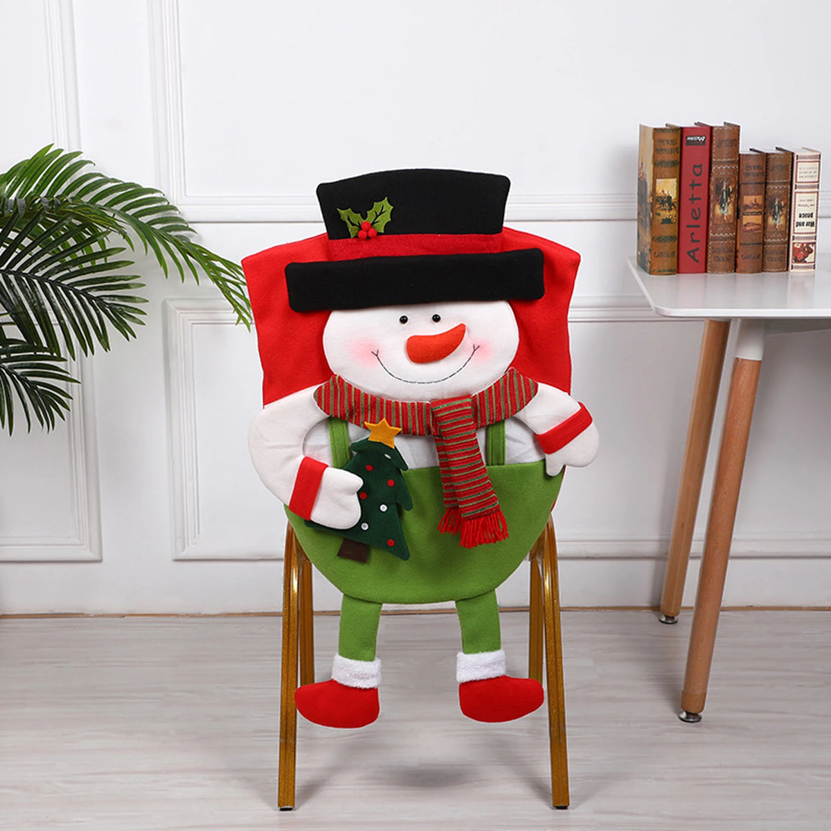 Capa para cadeira de Natal - Boneco de Neve, Elfo e Papai Noel