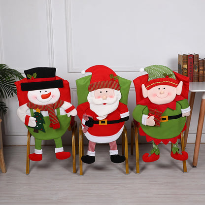 Capa para cadeira de Natal - Boneco de Neve, Elfo e Papai Noel