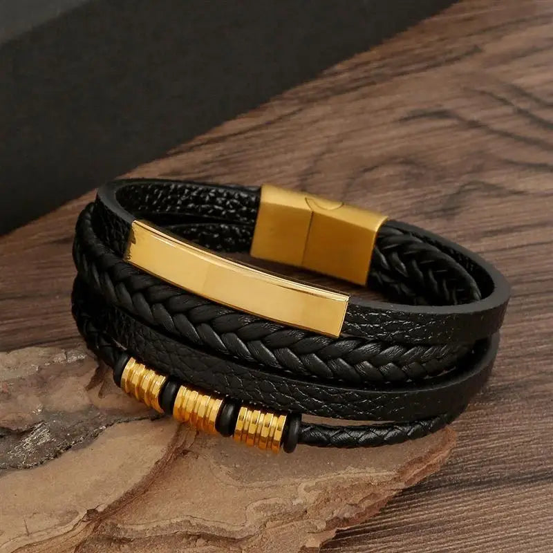 Pulseira Masculina Clássica de Couro