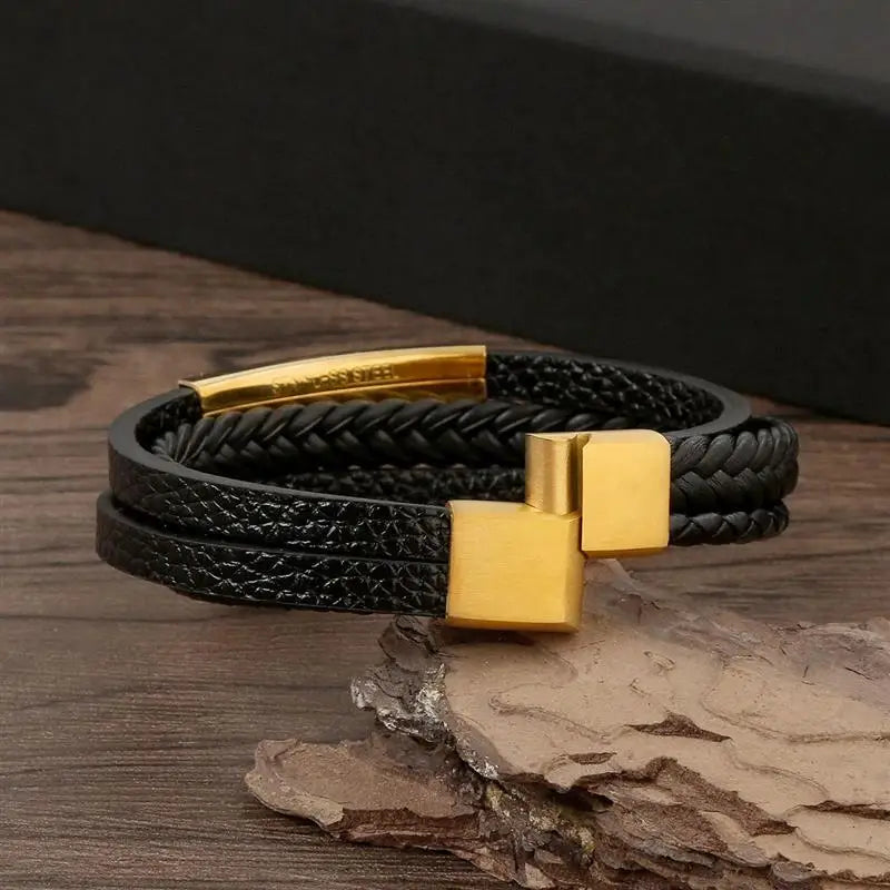 Pulseira Masculina Clássica de Couro