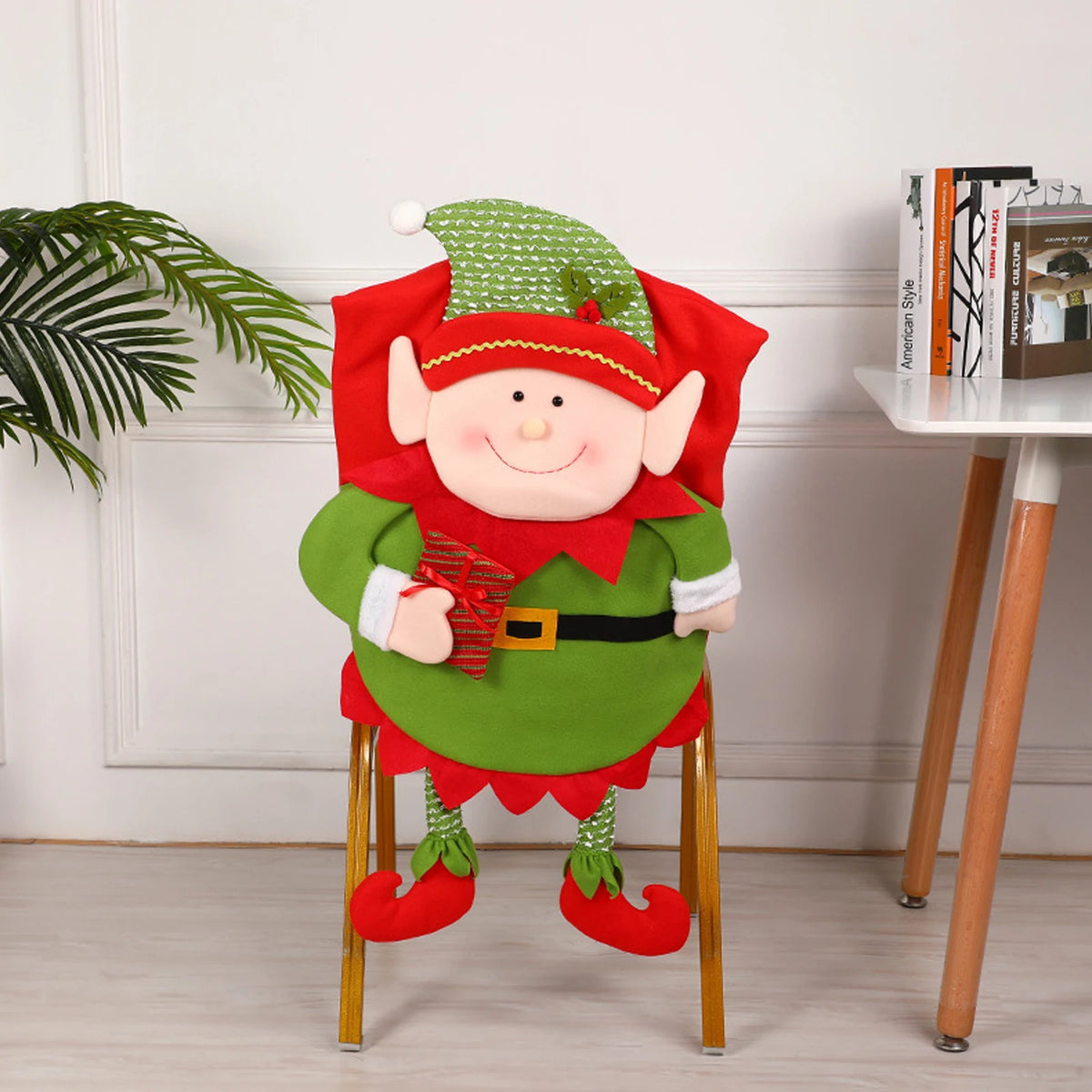 Capa para cadeira de Natal - Boneco de Neve, Elfo e Papai Noel