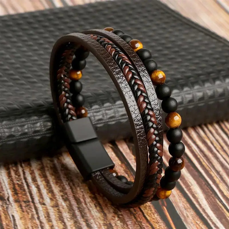 Pulseira Masculina Clássica de Couro