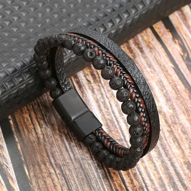 Pulseira Masculina Clássica de Couro