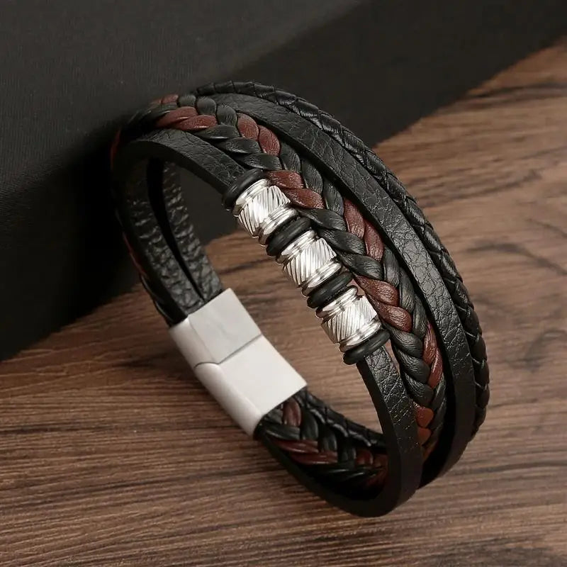 Pulseira Masculina Clássica de Couro