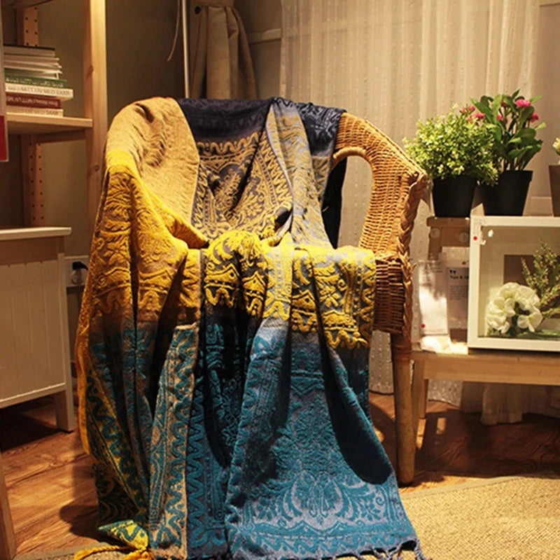 Manta de chenille estilo mediterrâneo