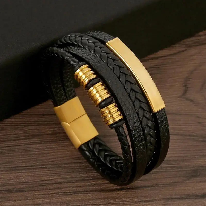 Pulseira Masculina Clássica de Couro