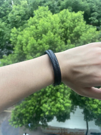 Pulseira Masculinas de Couro Trançado