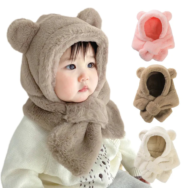 Gorro de ursinho com cachecol