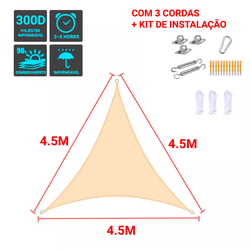 Tela de Sombreamento Triangular Cor Bege