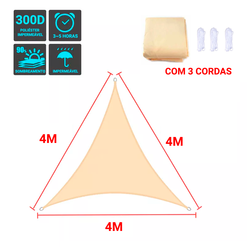 Tela de Sombreamento Triangular Cor Bege