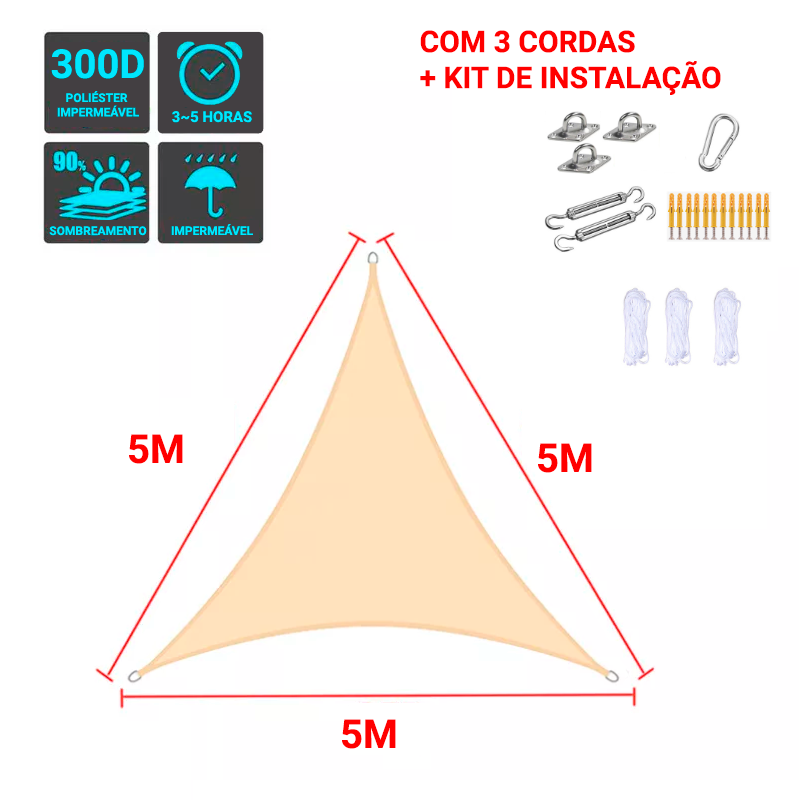 Tela de Sombreamento Triangular Cor Bege