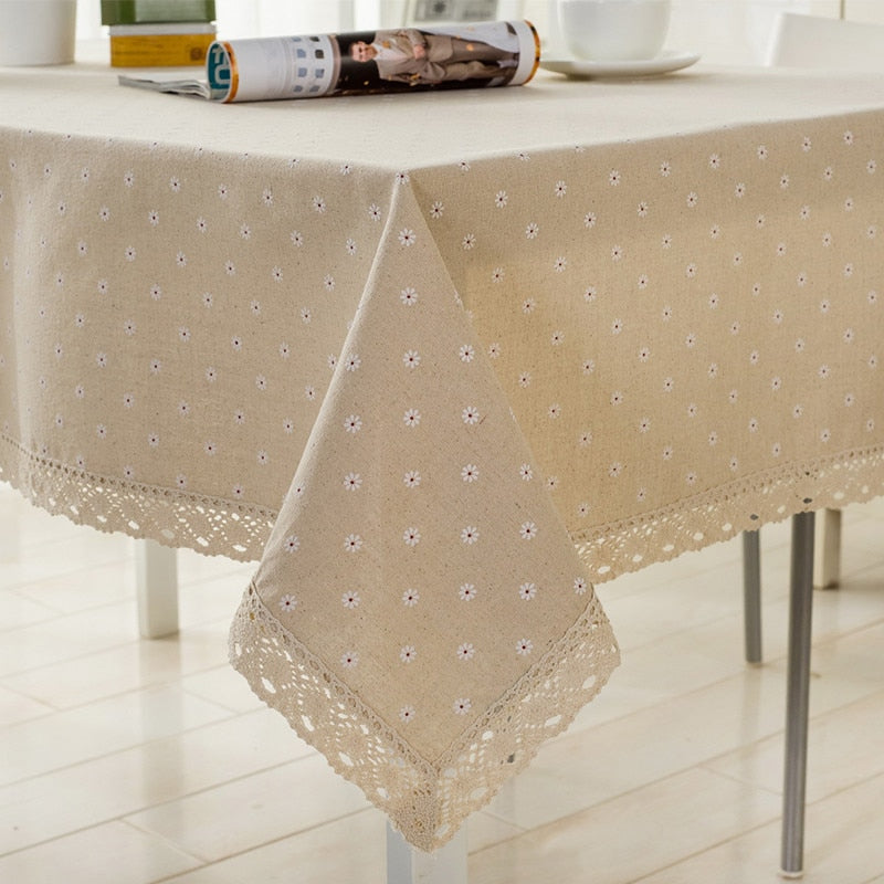 Toalha de Mesa de Linho com Estampa de Flores