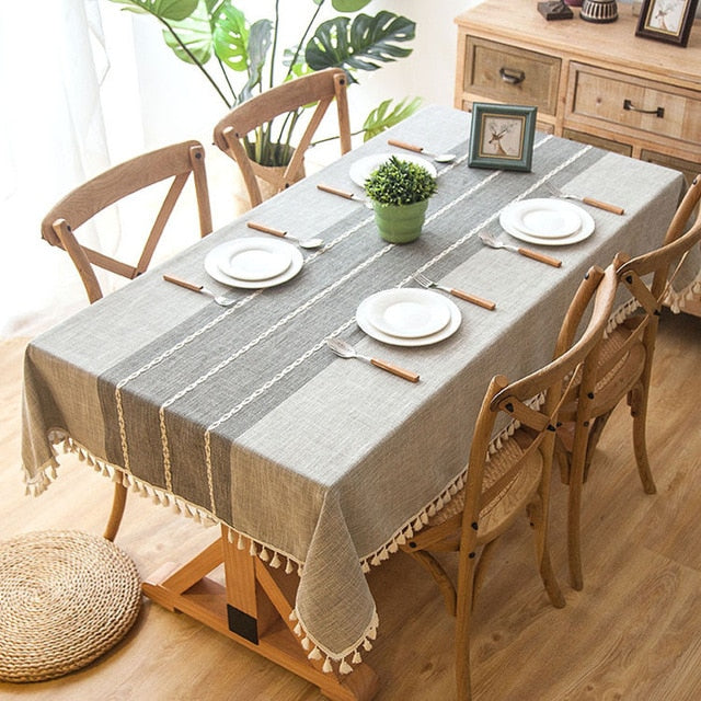 Toalha de Mesa com franja de borla
