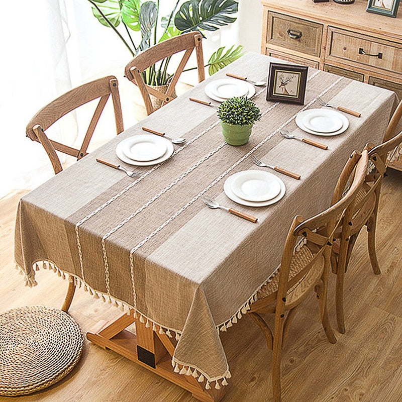 Toalha de Mesa com franja de borla
